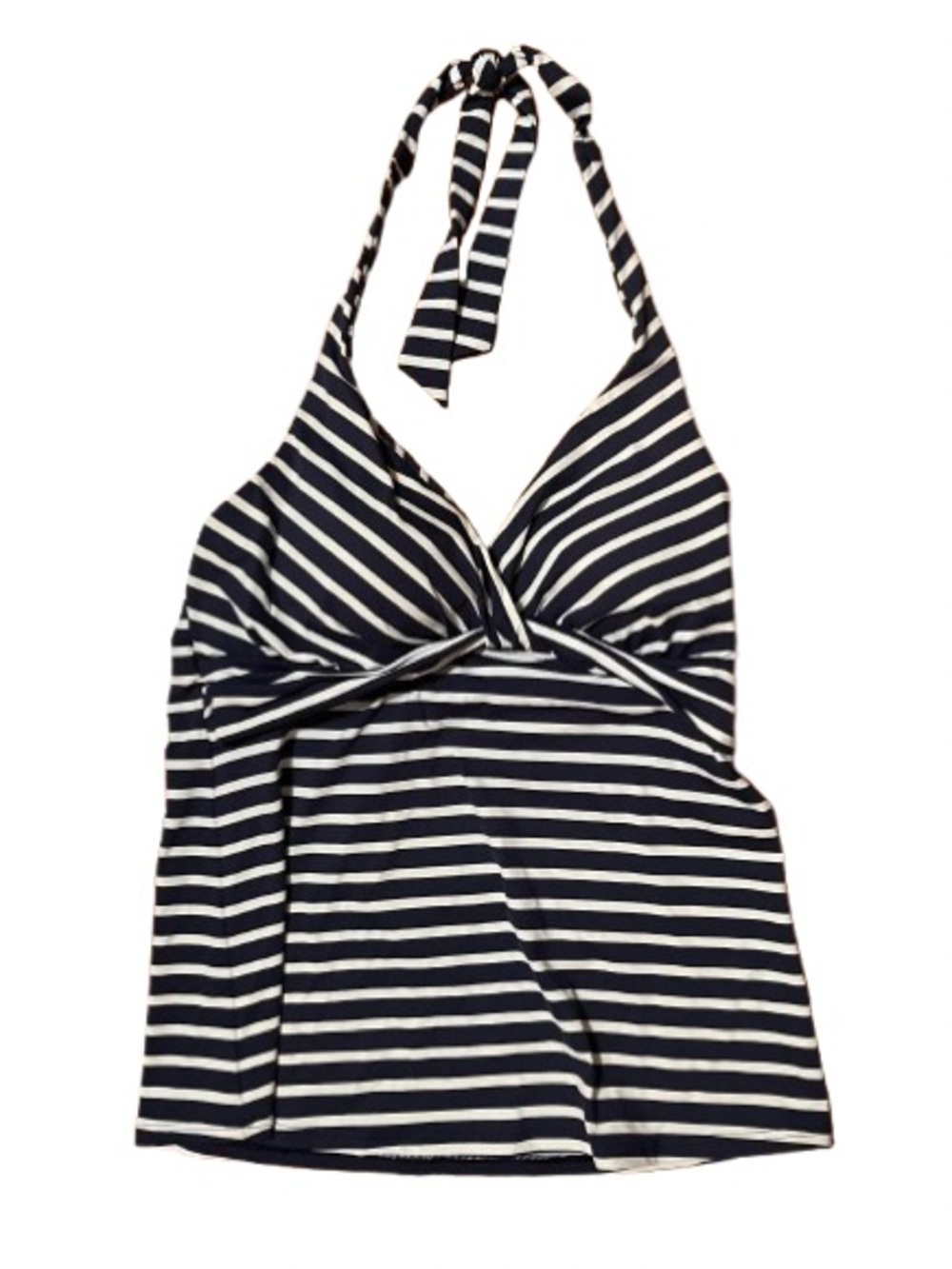 Lands End Blue and White Striped Nautical Tankini Swim Top Size 8